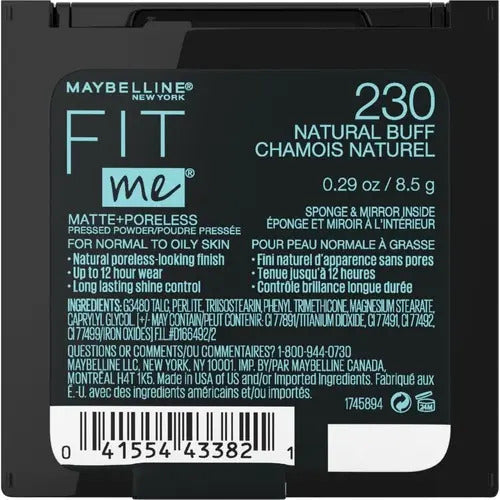 Base de maquillaje en polvo Maybelline Fit Me Mate & Sin Poros Polvo Fit Me! Mate & Sin Poros Maybelline 12g Color Natural Buff tono natural buff - 8.5mL 8.5g