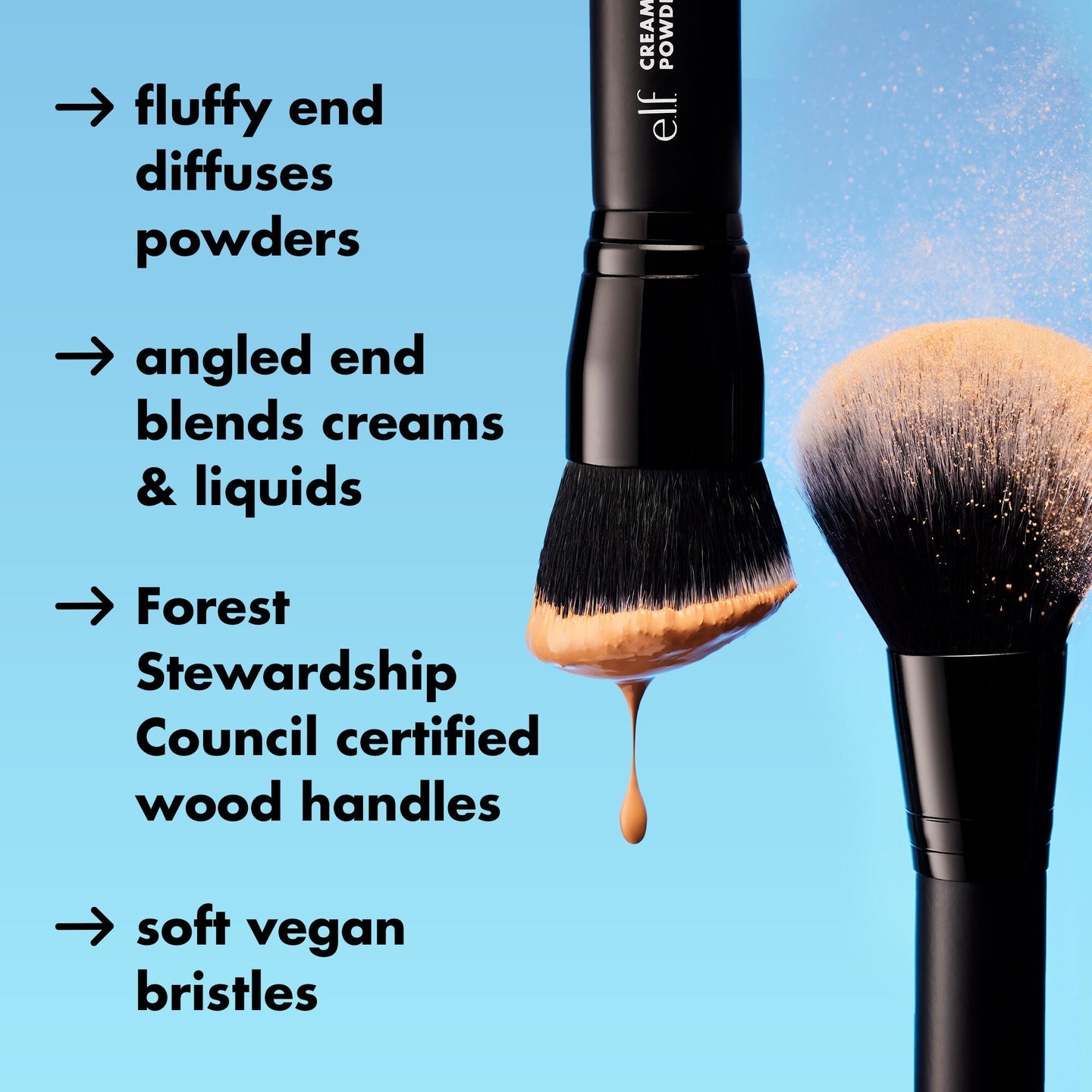 Brocha Doble Crema-Polvo e.l.f. Cosmetics