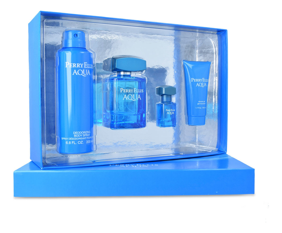 Set Perry Ellis Aqua 4pzs Caballero De Perry Ellis