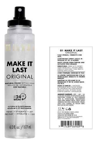 Fijador de Maquillaje Milani Make It Last Spray 177ml Mate