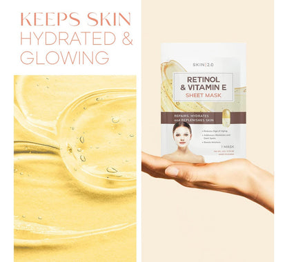 Skin 2.0 Mascarilla Facial Con Hoja De Retinol Y Vitamina E