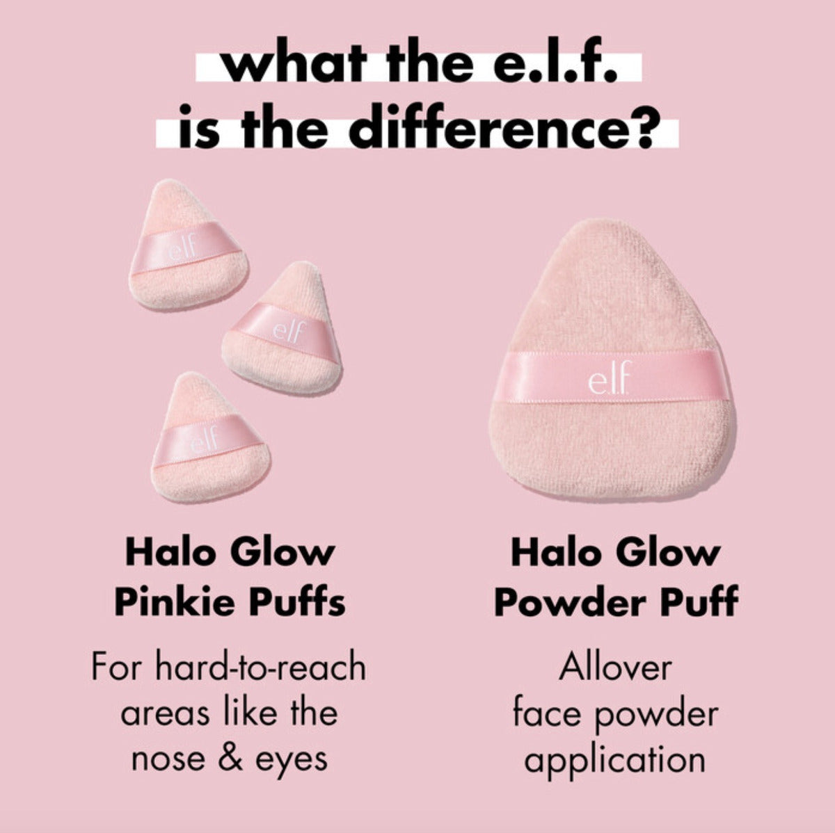 3 Mini Esponjas Terciopelo Elf Halo Glow Pinkie Puffs Color Rosa